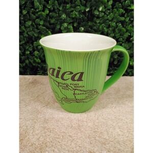 Jamaica Map Souvenir Coffee Mug Green Ceramic Travel Collectible Tea Drink‎ Cup